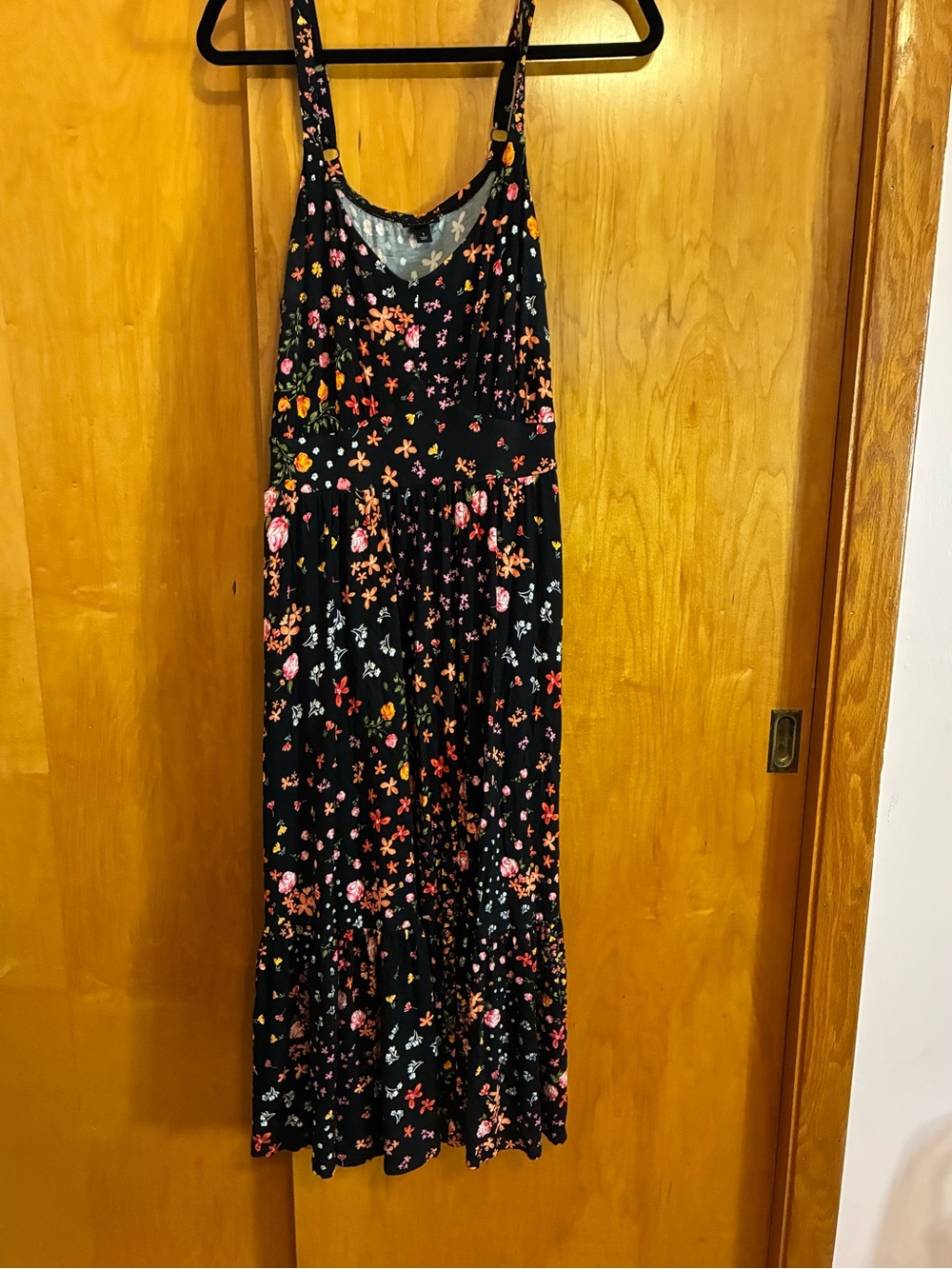 torrid Black Floral Maxi Dress with Pink and Orange Accents